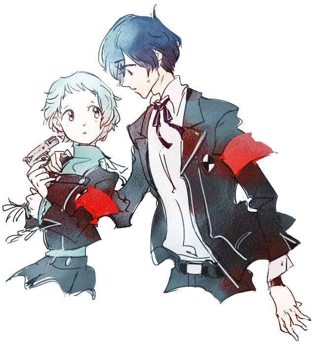yuuki makoto and yamagishi fuuka (persona and 1 more) drawn by sutei_(giru)