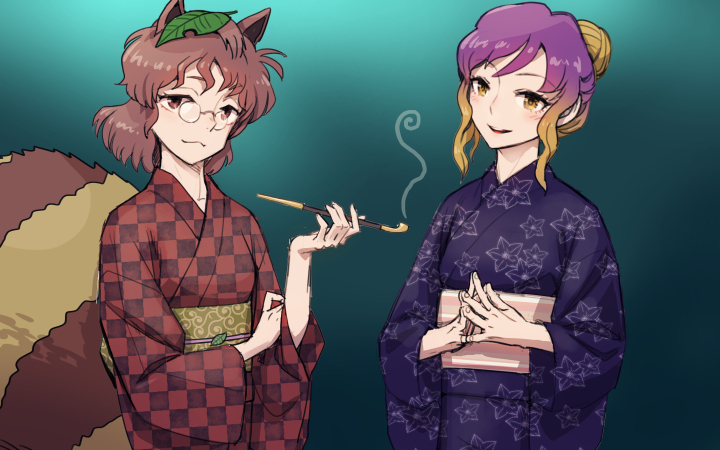 hijiri byakuren and futatsuiwa mamizou (touhou) drawn by meimaru_inuchiyo