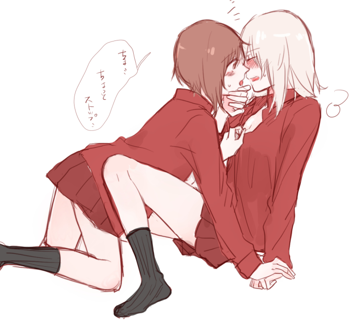 nishizumi miho and itsumi erika (girls und panzer) drawn by uuron_(nkktmrrr)