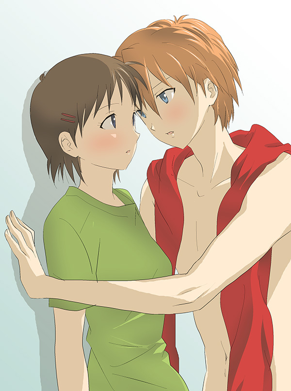 souryuu asuka langley, ikari shinji, and shin-chan (neon genesis evangelion) drawn by fumi_(k3fmcn77)