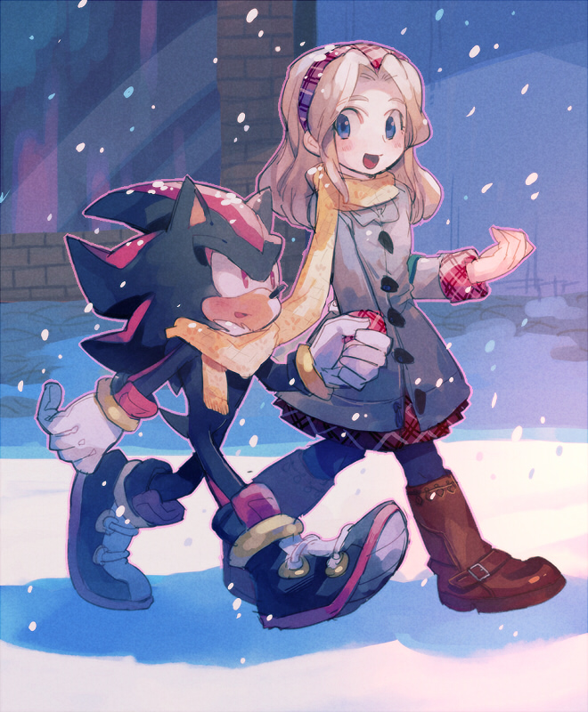shadow the hedgehog and maria robotnik (sonic) drawn by aoki_(fumomo)