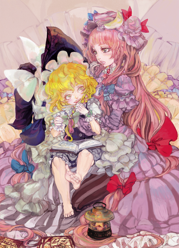 kirisame marisa and patchouli knowledge (touhou) drawn by bataunco