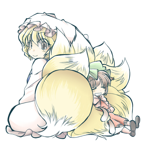 yakumo ran and chen (touhou) drawn by tori_(aircafe)