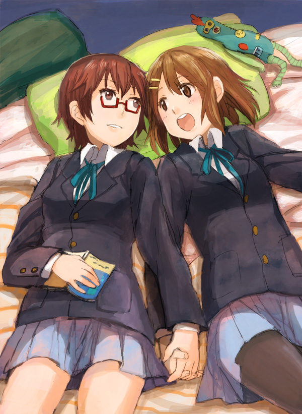 hirasawa yui and manabe nodoka (k-on!) drawn by fukutarou_(enji127)