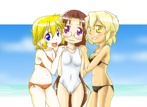 tamura hiyori, patricia martin, and yasaka kou (lucky star) drawn by hide_(bonsaitei)