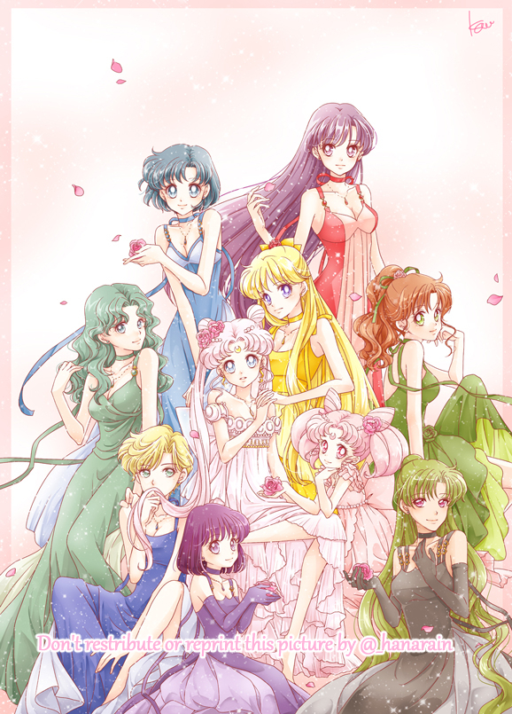 tsukino usagi, mizuno ami, aino minako, hino rei, kino makoto, and 15 more (bishoujo senshi sailor moon) drawn by sarashina_kau
