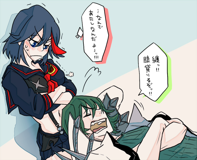 matoi ryuuko, senketsu, and sanageyama uzu (kill la kill) drawn by yougi_shaaru