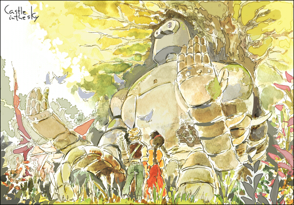 sheeta, pazu, and laputa robot (studio ghibli and 1 more) drawn by masso