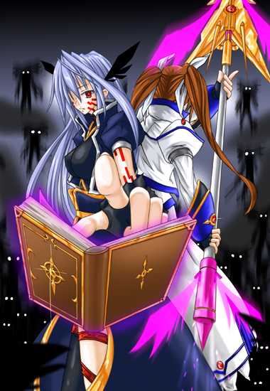 takamachi nanoha, raising heart, reinforce, and tome of the night sky (lyrical nanoha and 3 more) drawn by aonatsu_mainu