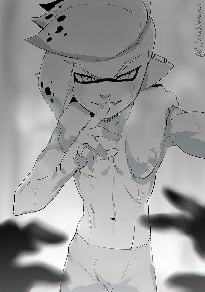 inkling player character, inkling boy, and emperor (splatoon) drawn by jinkoika