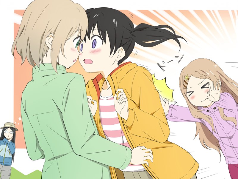 yukimura aoi, kuraue hinata, aoba kokona, and saitou kaede (yama no susume) drawn by kuuyuu
