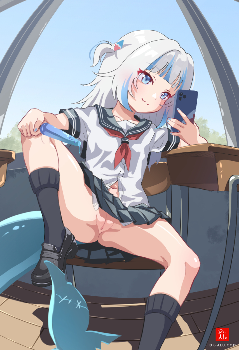 gawr gura (hololive and 1 more) drawn by dr-alu