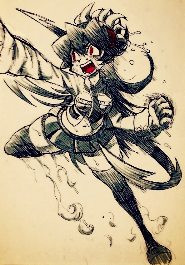 filia and samson (skullgirls) drawn by sanjiro_(tenshin_anman)