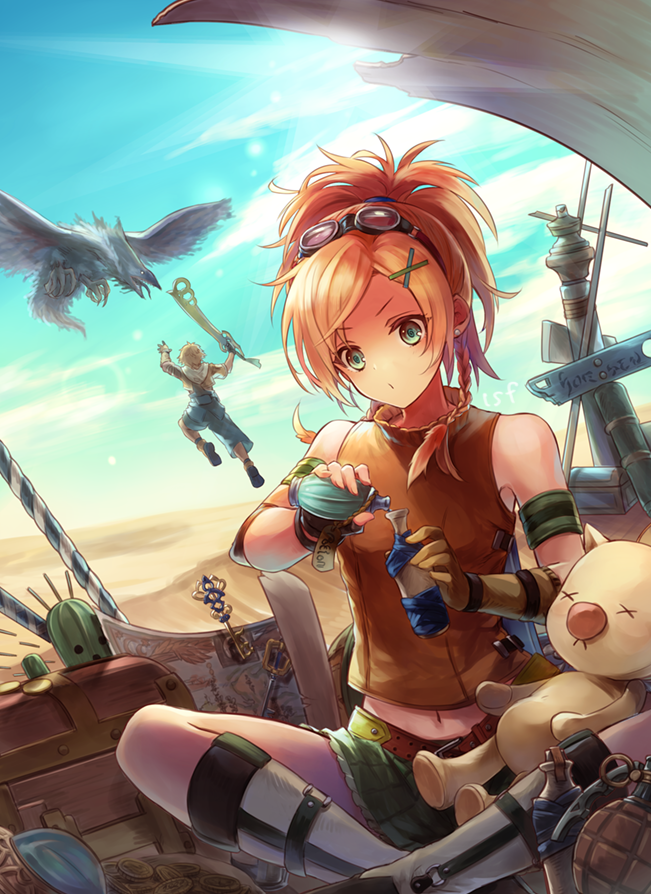moogle, tidus, rikku, and sabotender (final fantasy and 1 more) drawn by sasanomesi