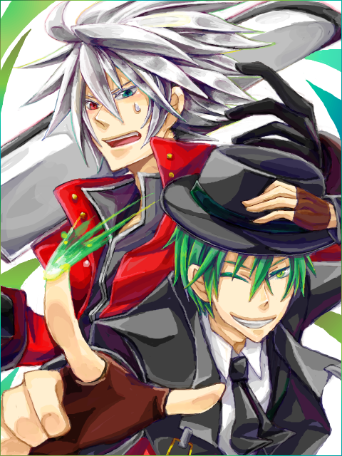 ragna the bloodedge and hazama (blazblue) drawn by aoaki