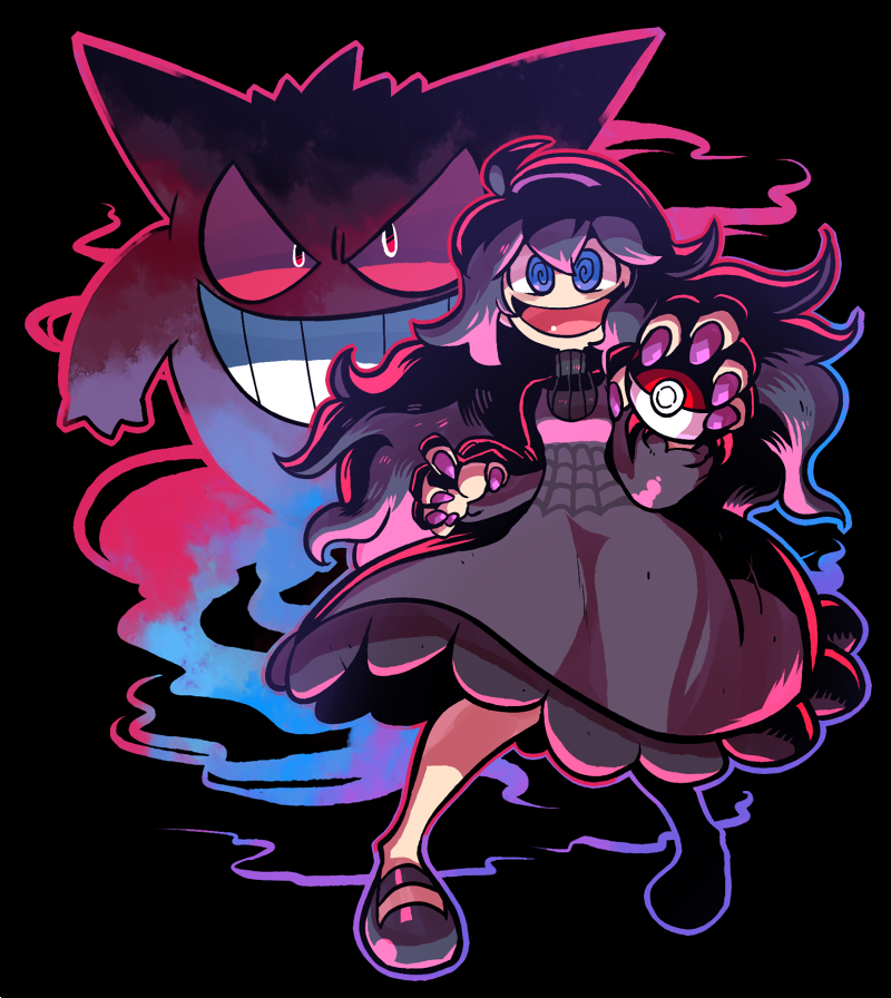hex maniac and gengar (pokemon and 1 more) drawn by rariatto_(ganguri)
