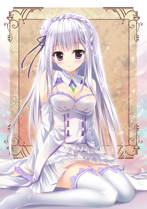 emilia (re:zero kara hajimeru isekai seikatsu) drawn by shiramori_yuse