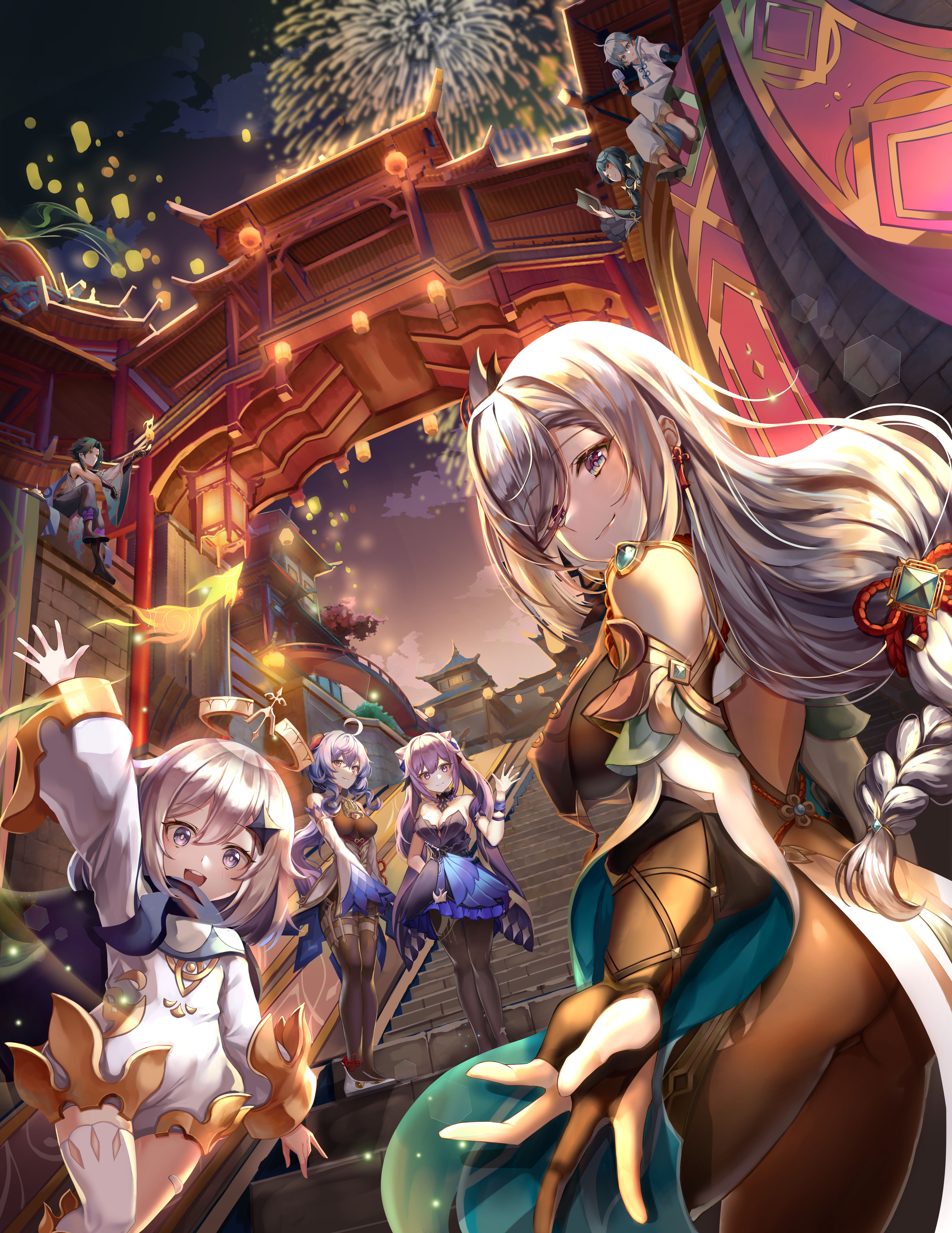 Ganyu Keqing Paimon Xiao Shenhe And 3 More Genshin Impact Drawn By Pengrani Danbooru