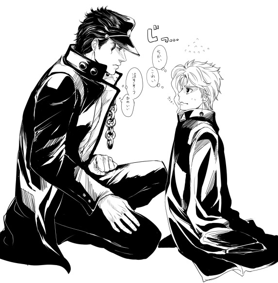 kujo jotaro and kakyoin noriaki (jojo no kimyou na bouken and 1 more) drawn by hydroball