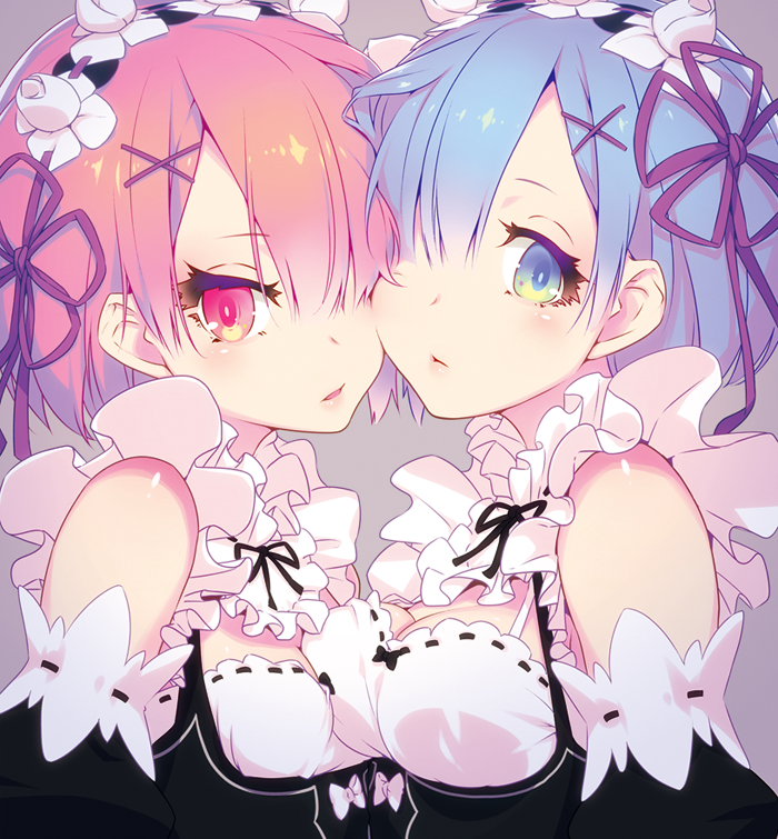 rem and ram (re:zero kara hajimeru isekai seikatsu) drawn by nilitsu