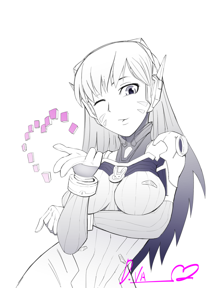 d.va (overwatch and 1 more) drawn by yudg