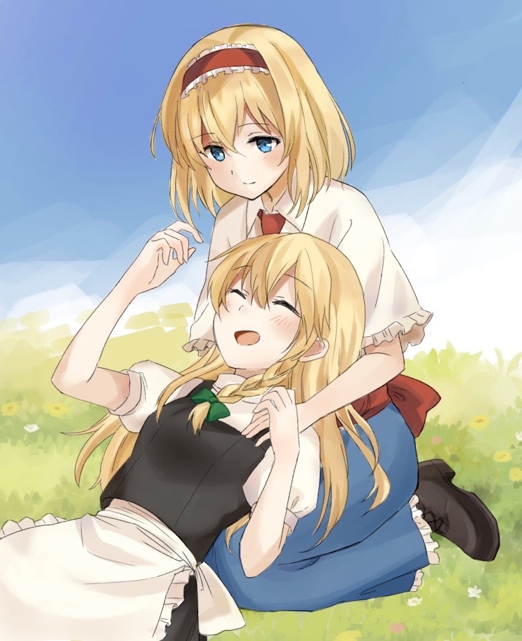 kirisame marisa and alice margatroid (touhou) drawn by raki_(for03ge)