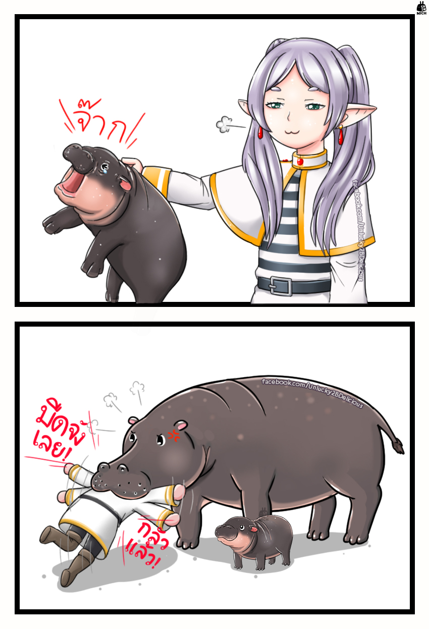 frieren, moo deng, and jonah (sousou no frieren and 1 more) drawn by mr.chimpree