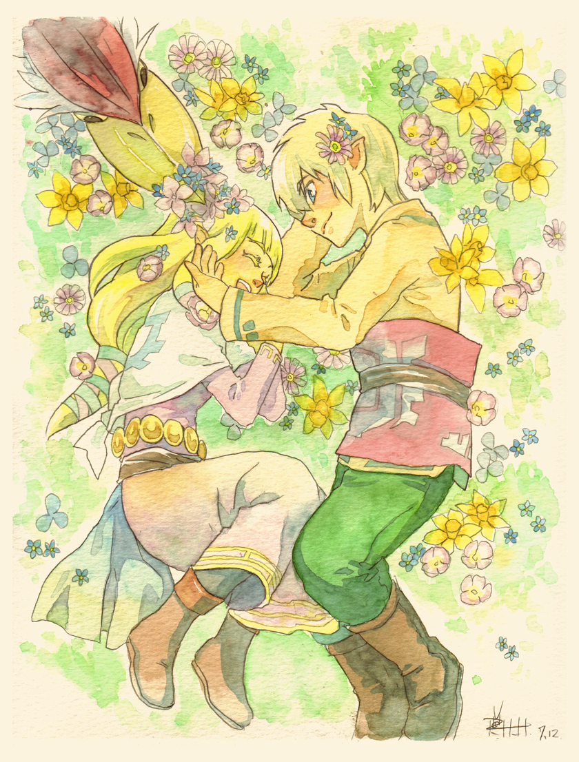 link, princess zelda, and loftwing (the legend of zelda and 1 more) drawn by piggy_ho_ho