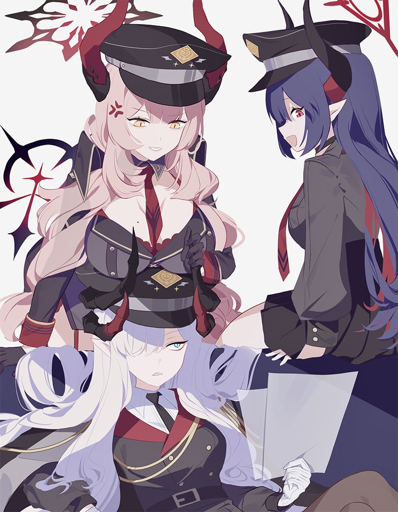 satsuki, makoto, and chiaki (blue archive) drawn by ba_fed_kitaku