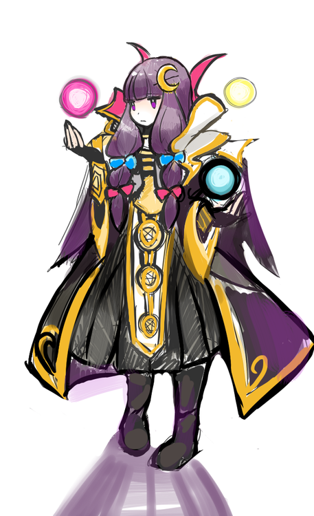 patchouli knowledge and invoker (touhou and 2 more) drawn by tetraoxygen