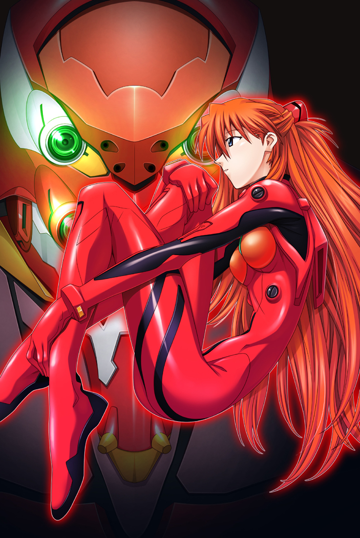 souryuu asuka langley and eva 02 (neon genesis evangelion) drawn by amanatsu_mikan and sadamoto_yoshiyuki
