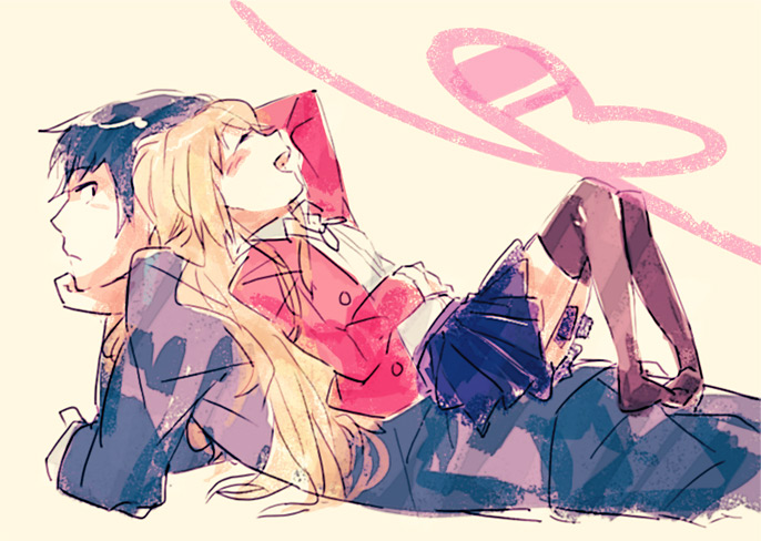 aisaka taiga and takasu ryuuji (toradora!) drawn by chiko_(beroro)