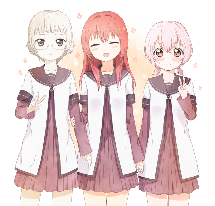 akaza akane, oomuro nadeshiko, and yoshikawa tomoko (yuruyuri) drawn by naraba_yueni