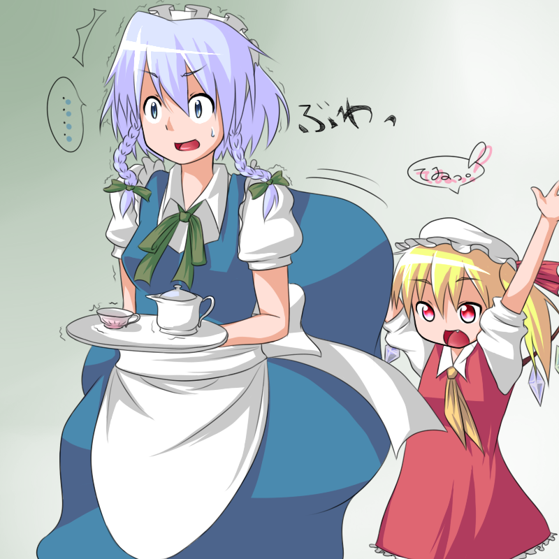 flandre scarlet and izayoi sakuya (touhou) drawn by ibuki_notsu