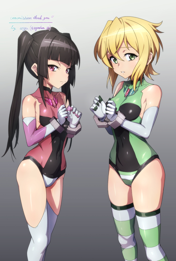 akatsuki kirika and tsukuyomi shirabe (senki zesshou symphogear) drawn by uganda_(ugandam_00)