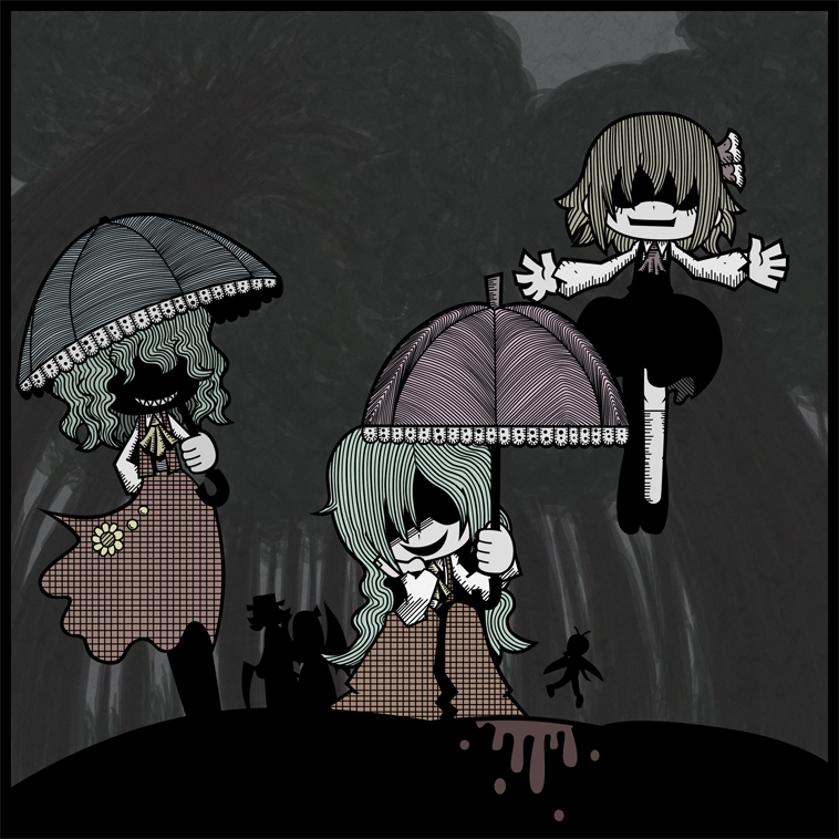 rumia, kazami yuuka, wriggle nightbug, elly, and kurumi (touhou) drawn by genkidaun
