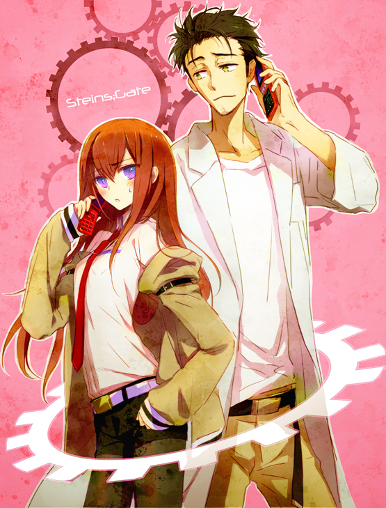 makise kurisu and okabe rintarou (steins;gate) drawn by kumoya_yukio