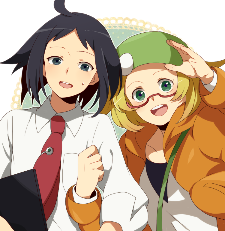 bianca and cheren (pokemon and 1 more) drawn by sakuraba_hinano