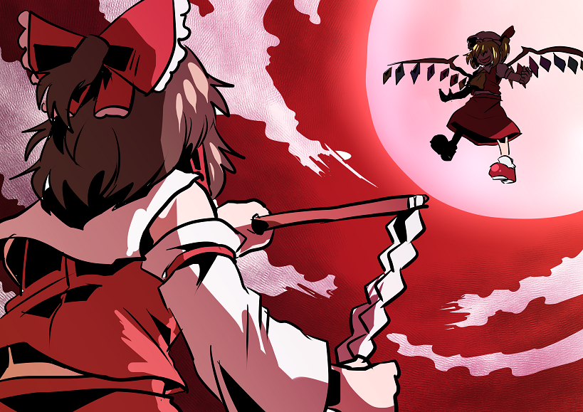 hakurei reimu and flandre scarlet (touhou) drawn by gagamatsu