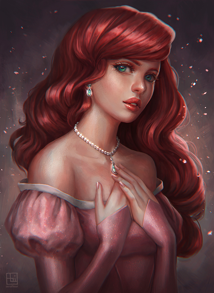 ariel (the little mermaid) drawn by serafleur