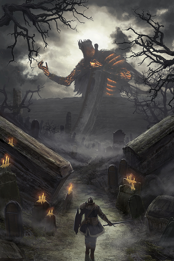 ashen one and yhorm the giant (dark souls and 1 more) drawn by ginho