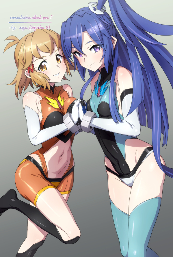 tachibana hibiki and kazanari tsubasa (senki zesshou symphogear) drawn by uganda_(ugandam_00)