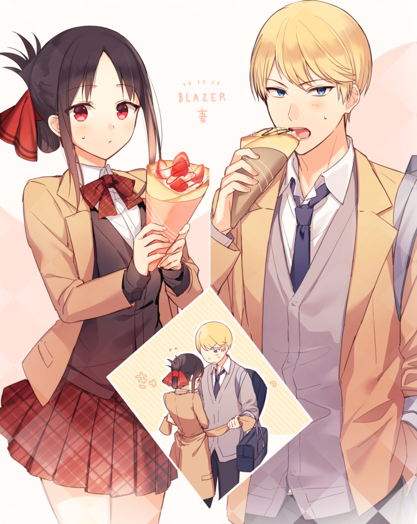 shinomiya kaguya and shirogane miyuki (kaguya-sama wa kokurasetai ~tensai-tachi no renai zunousen~) drawn by juugonichi_(wheeliex2)