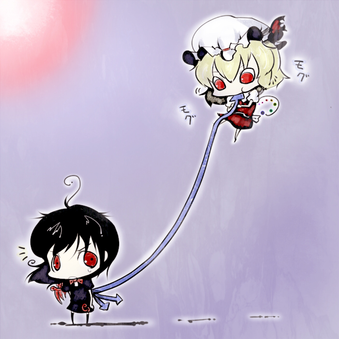 flandre scarlet and houjuu nue (touhou) drawn by koohee