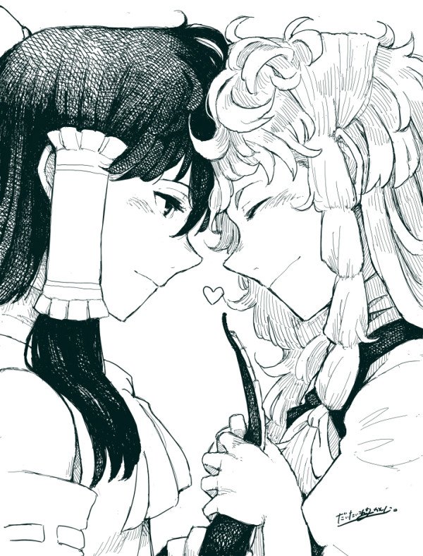 hakurei reimu and kirisame marisa (touhou) drawn by daitai_konna_kanji