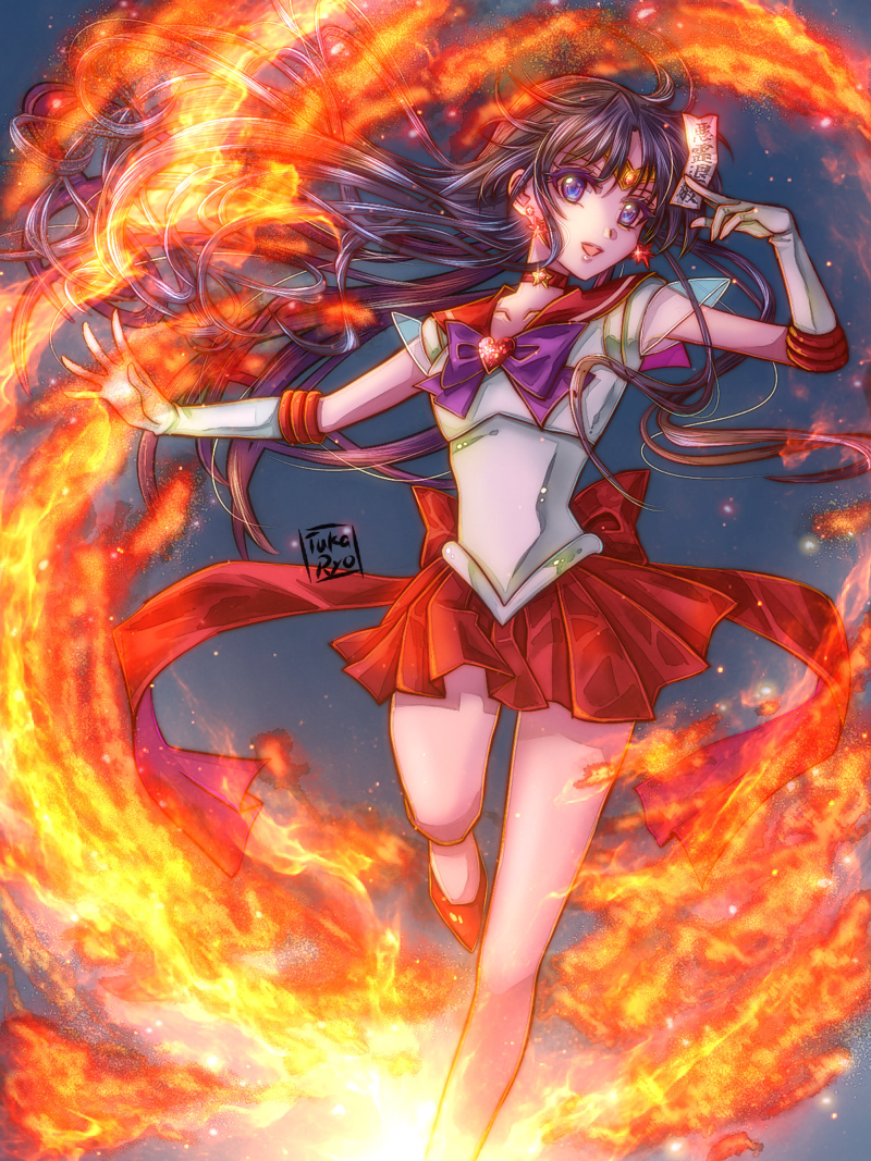 hino rei, sailor mars, and super sailor mars (bishoujo senshi sailor moon) drawn by tuka_ryo