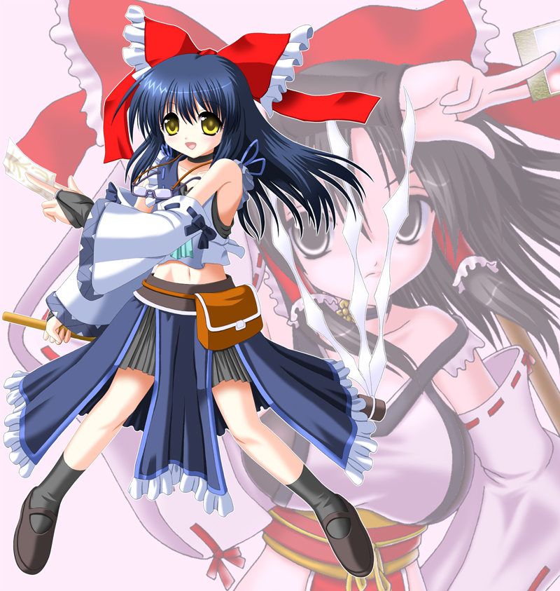 hakurei reimu and morichika rinnosuke (touhou) drawn by asamura_hiori