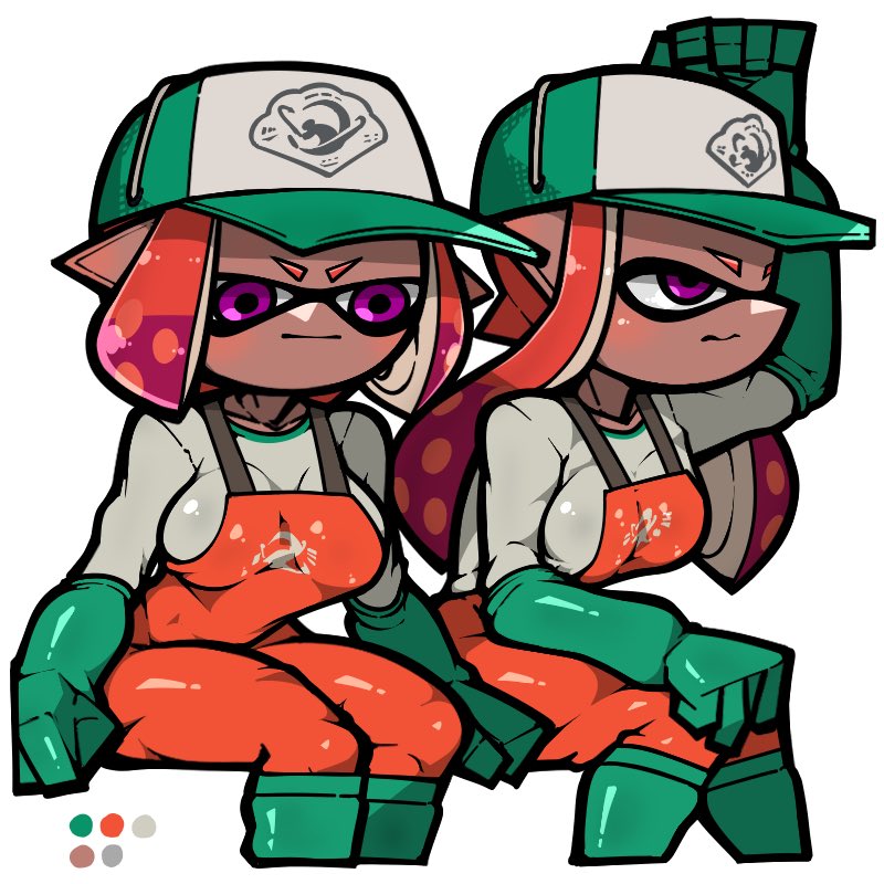 inkling player character and inkling girl (splatoon) drawn by name_omoitukan2