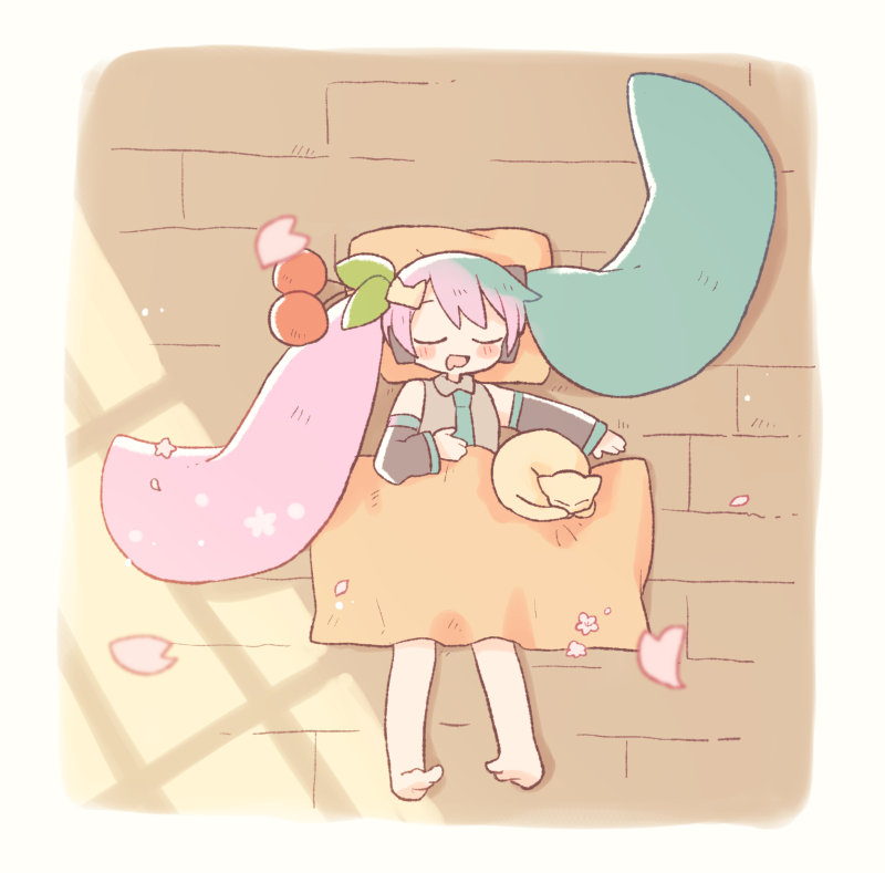 hatsune miku and sakura miku (vocaloid) drawn by gomahichi