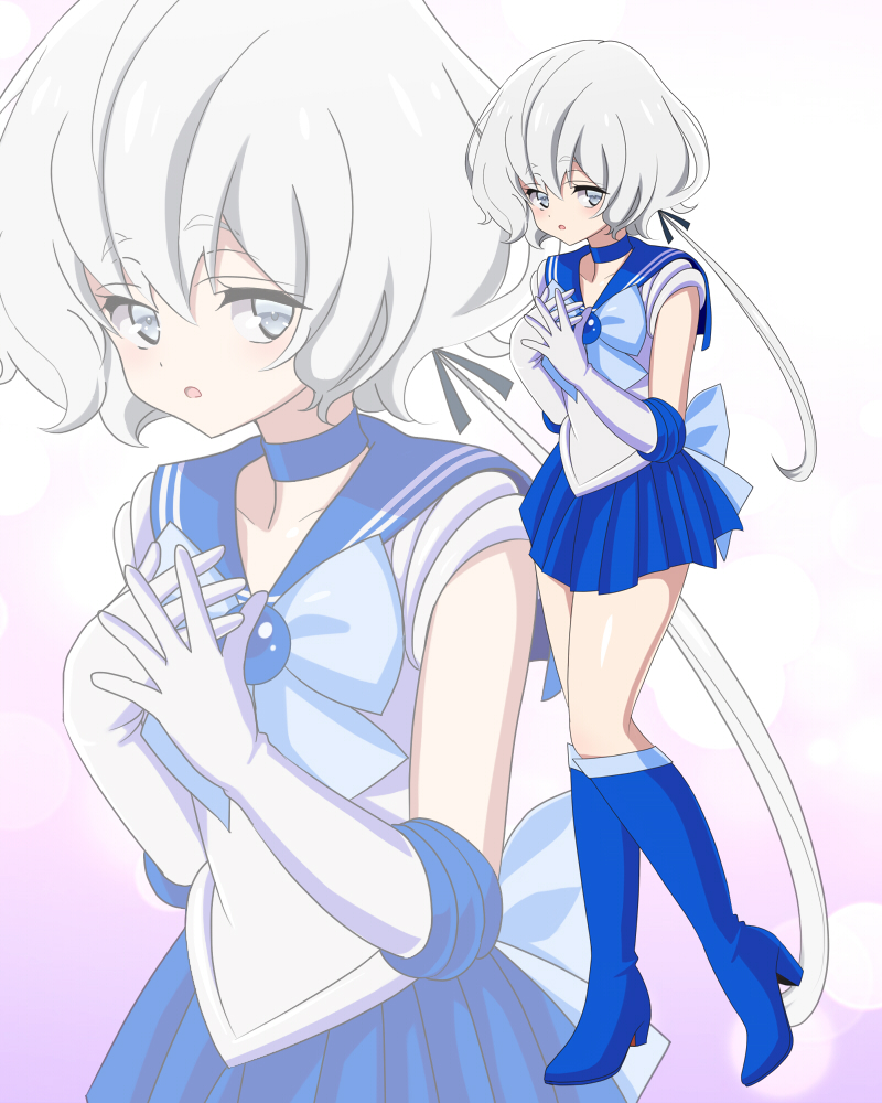 sailor mercury and konno junko (bishoujo senshi sailor moon and 1 more) drawn by pirochi